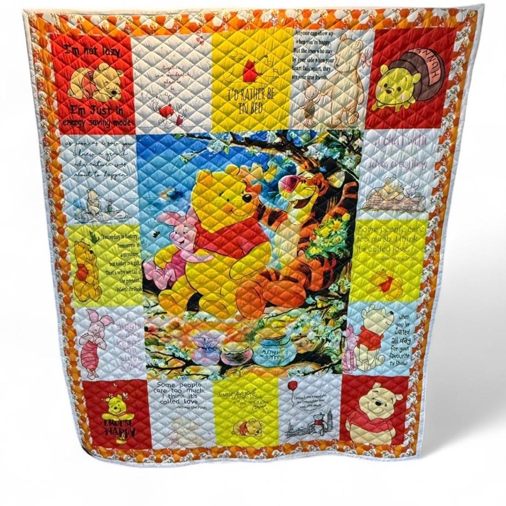 Disney Winnie the Pooh Patchwork style Quilt - Multicolor 58”x 68”